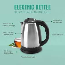1.8L Fast Boiling Electric Kettle - Stainless Steel, Easy & Convenient